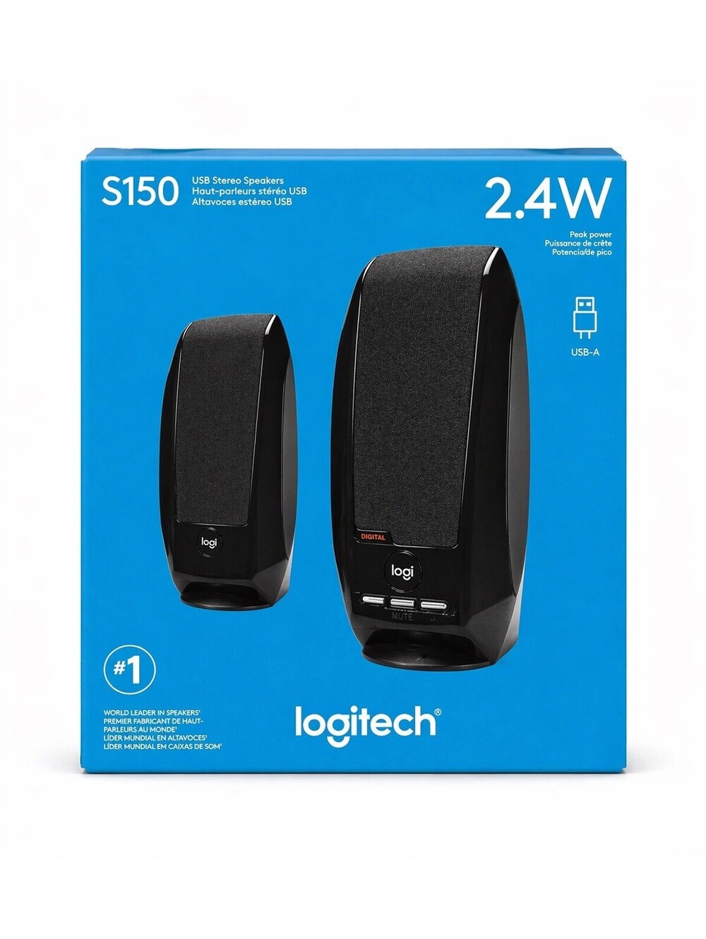 Logitech S150 USB Stereo Speakers for Desktop or Laptop - Black (980-000309)
